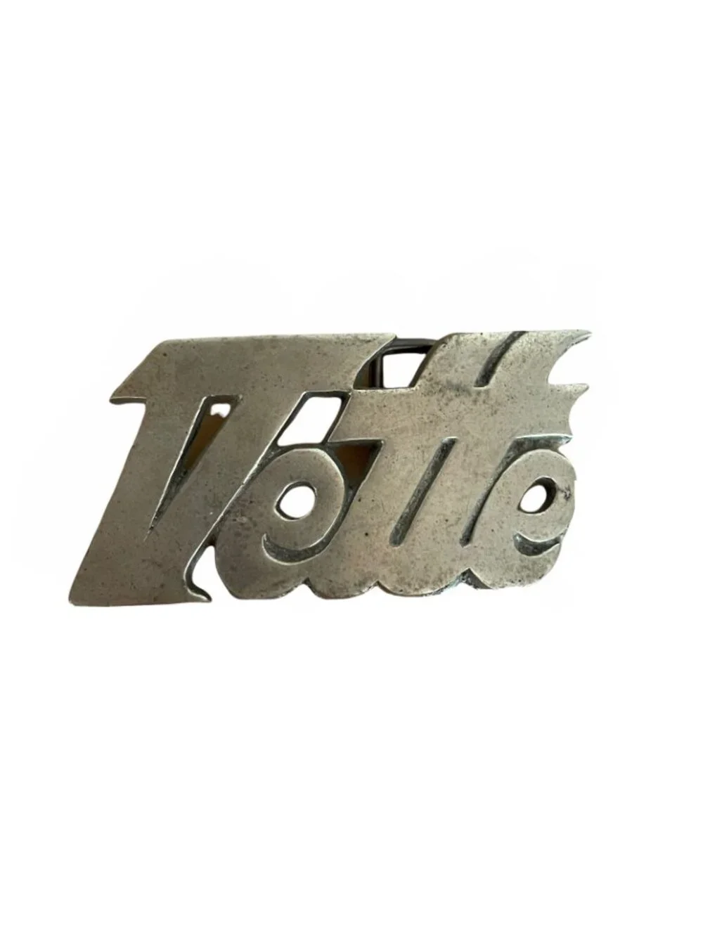 Vintage 1970s Mens Belt Buckle Corvette Vette Chunky Brass Sports Muscle Car